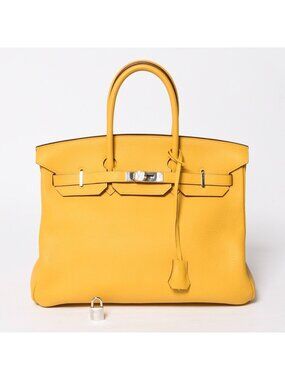 Hermes Birkin 35 Soleil Silver Togo Handbag